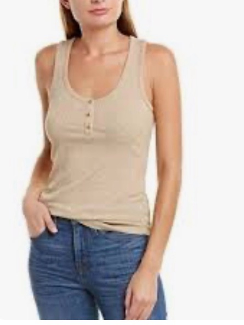 Joie Beige Ribbed Henley Tank
